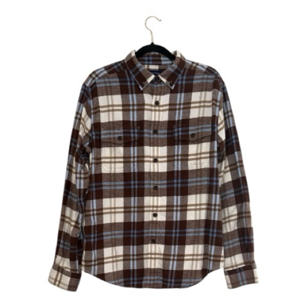Classic Brown and White Plaid Men's Nautica Shirt